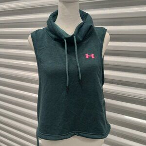 Under Armour Featherweight Fleece Sleeveless Funnel Neck Tank Women's S Green